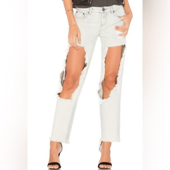 Revolve One Teaspoon Awesome Baggies Diamonde Jeans Straight Leg High Waist 24 - Picture 3 of 14